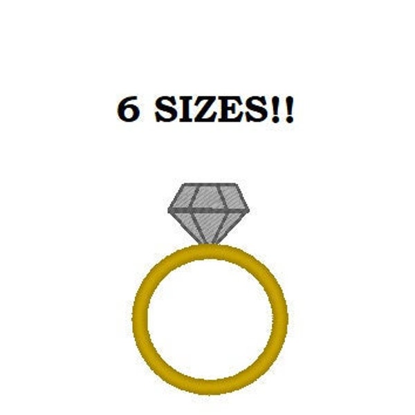 Diamond Ring Machine Embroidery Design - 6 Sizes - Mini Diamond Ring Wedding Engagement Design - Instant Download