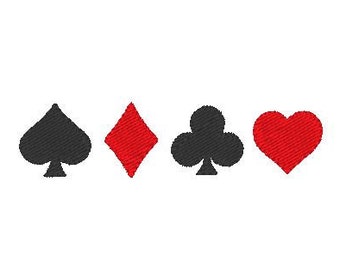 Poker Suits Machine Embroidery Design - 4 Sizes - Poker Suits Silhouette Design - Instant Download