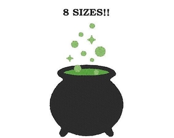 Witch's Cauldron Machine Embroidery Design - Halloween Embroidery (Instant Download)