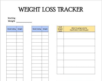 Weight Loss Tracker Log Printable , PDF File