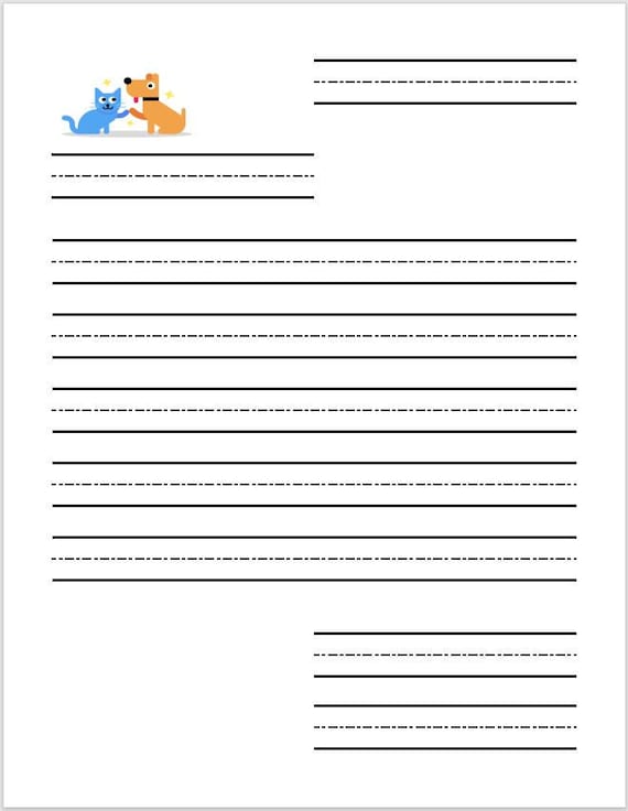 Printable Letter Writing Paper Template - Kindergarten Practice Letter  Writing Paper - Homeschool Letter Writing Paper - PDF File