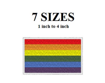 Rainbow Gay Pride Flag Machine Embroidery Design - 7 Sizes - Mini Rainbow Flag Design - Instant Download