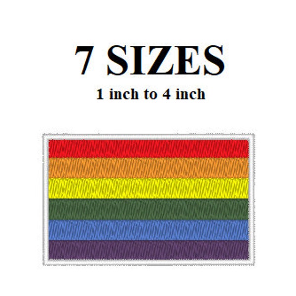 Rainbow Gay Pride Flag Machine Embroidery Design - 7 Sizes - Mini Rainbow Flag Design - Instant Download