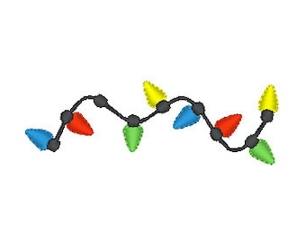 Mini Christmas Lights Machine Embroidery Design - Holiday Christmas Lights Design - Instant Download