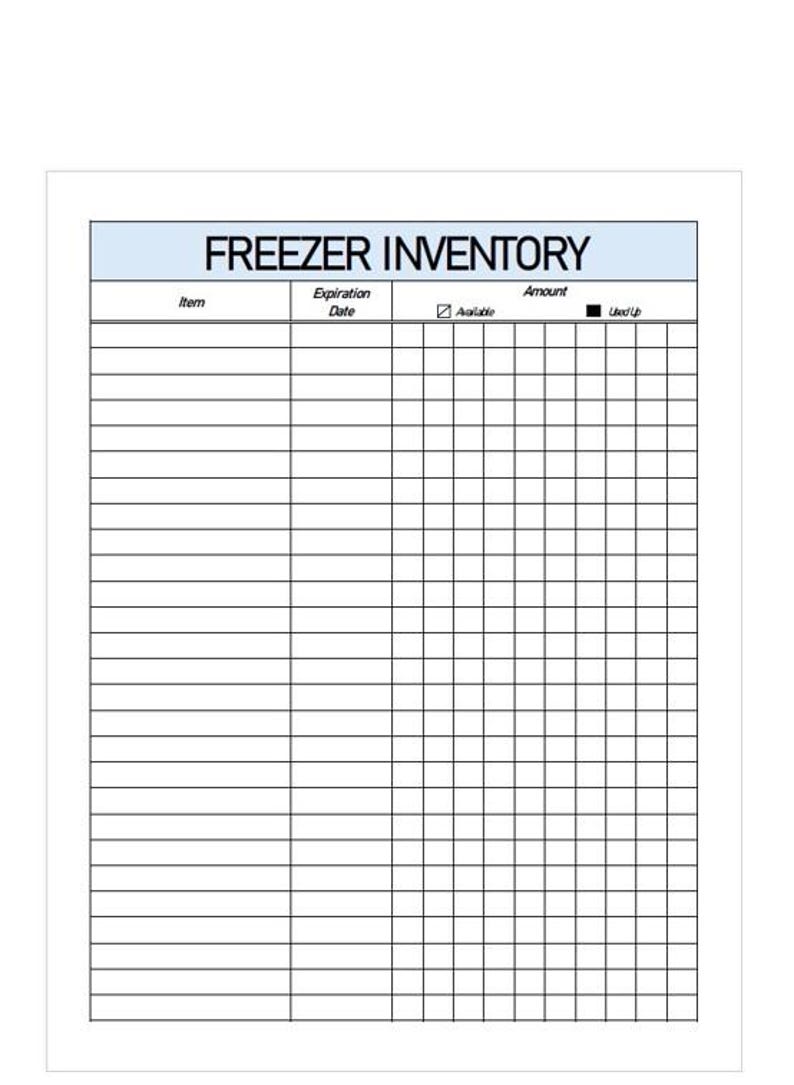 Printable Freezer Inventory Sheet: Food Storage Tracker (PDF File) - Etsy