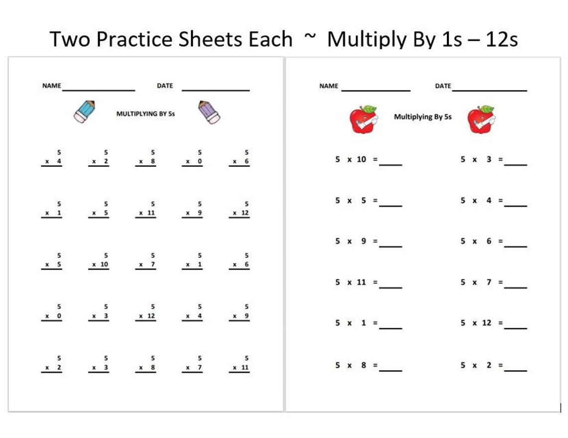 Printable Multiplication Worksheets Homeschool - Etsy