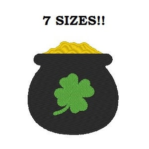 May include: A black pot filled with gold coins and a green four-leaf clover.  7 SIZES!!