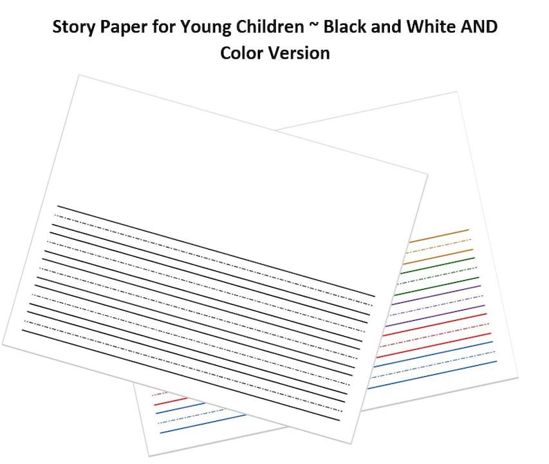 Printable Lined Story Paper Kindergarten Lined Story Paper Black and ...