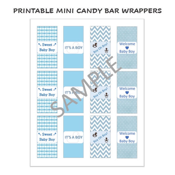 Printable Baby Boy Mini Candy Wrappers - Instant Download - Baby Shower Printable