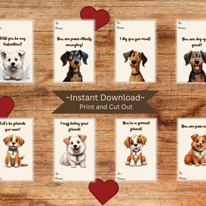 Valentinstag Karten zum Ausdrucken - Niedliche Hunde Valentinstag Karten - Schul Valentinstag Karten zum Ausdrucken