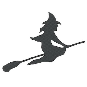 Puede incluir: Silueta negra de una bruja volando en una escoba.