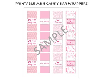 Printable Baby Girl Mini Candy Wrappers - Instant Download - Baby Shower Printable