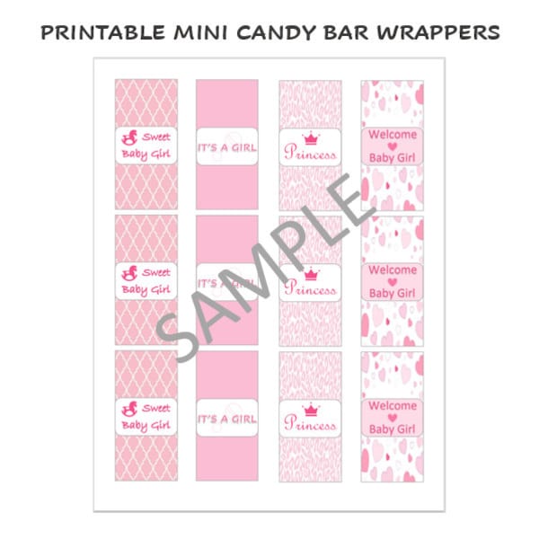 Printable Baby Girl Mini Candy Wrappers - Instant Download - Baby Shower Printable