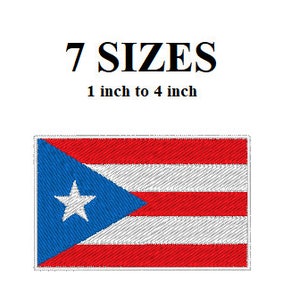 Puede incluir: Parche bordado de la bandera de Puerto Rico en 7 tamaños, que van de 1 a 4 pulgadas.