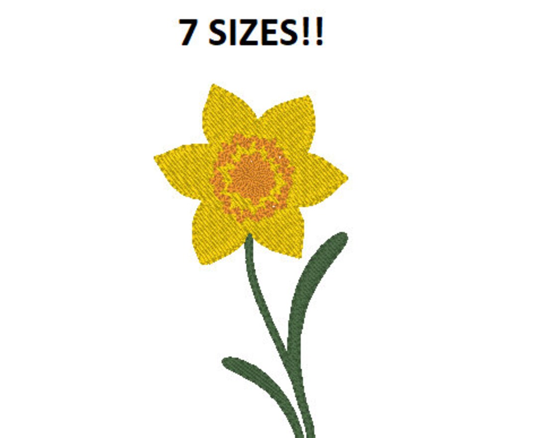 Daffodil Machine Embroidery Design 7 Sizes Mini Daffodil Flower Embroidery Design Many Sizes