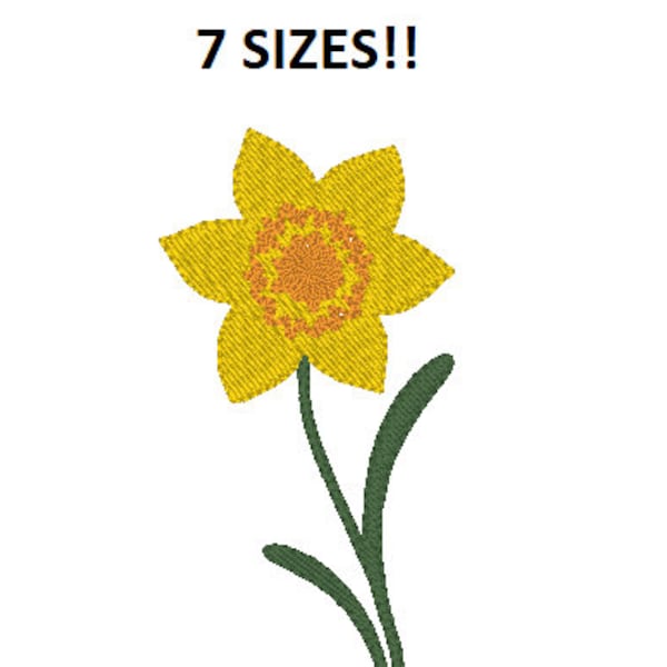 Daffodil Machine Embroidery Design - 7 Sizes - Mini Daffodil Flower Embroidery Design - Many Sizes - Instant Download