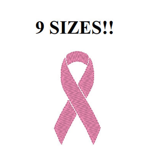 Breast Cancer Ribbon Machine Embroidery Design - 9 Sizes - Pink Ribbon Embroidery Design Many Sizes - Instant Download