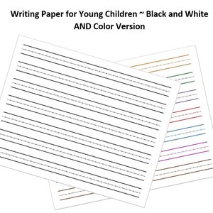 Printable Lined Paper - Kindergarten Lined Paper - Black and White AND Color Versions Available - PDF File