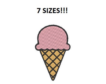 Ice Cream Cone Machine Embroidery Design - 7 Sizes (Instant Download)