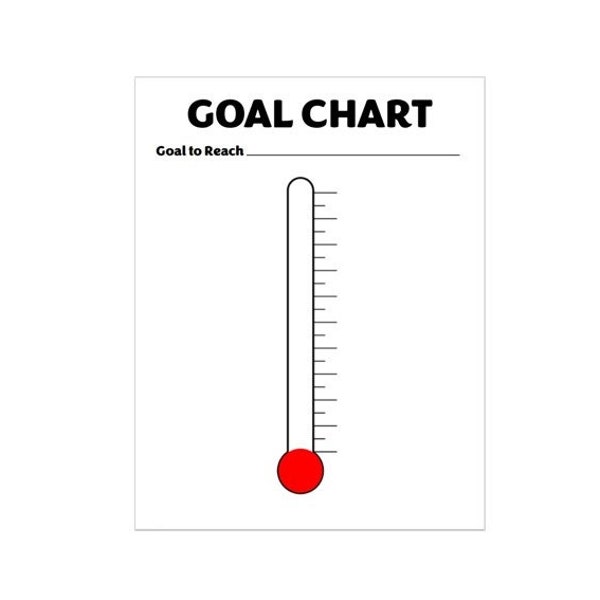 Printable Goal Thermometer Chart - Track the Progress of Your Goals - PDF File