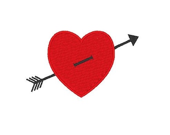 Valentine's Day Heart Machine Embroidery Design - 6 Sizes - Heart with Arrow Embroidery Design - Instant Download