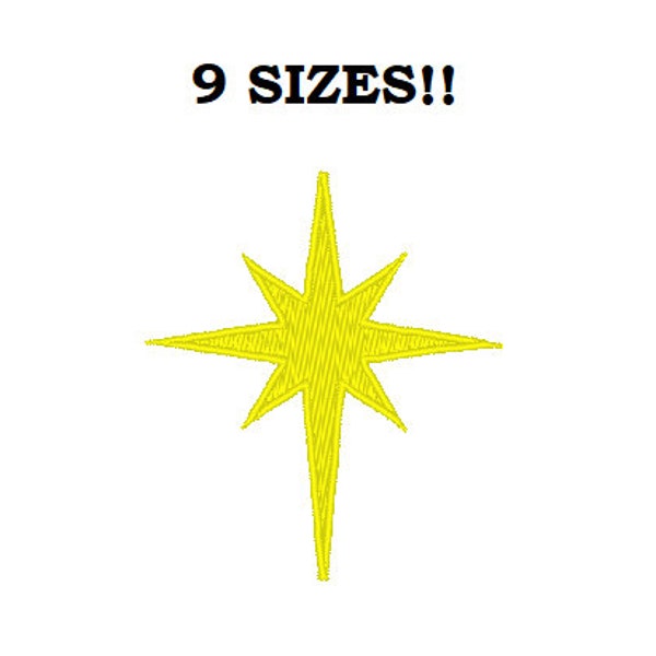 Christmas Star Machine Embroidery Design - 9 Sizes - Holiday Winter Star Design - Instant Download