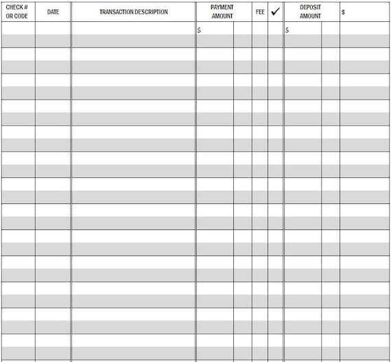 checkbook register printable
