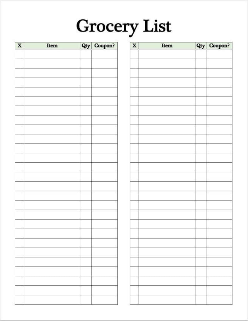Grocery List Printable, Shopping List, Food List Printable , PDF File ...