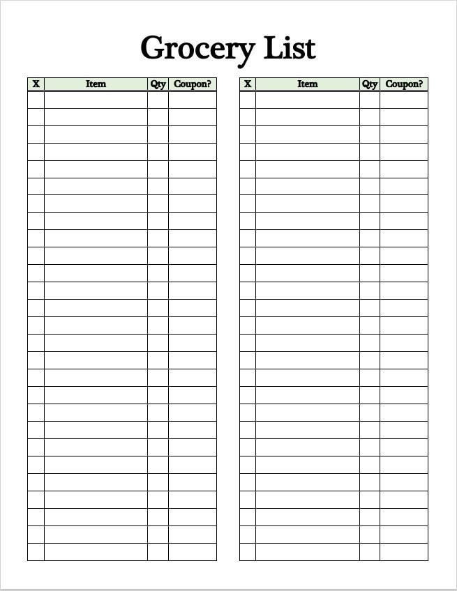 Grocery List Printable, Shopping List, Food List Printable , PDF File ...