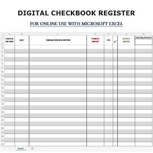Cyfrowy rejestr czekowy - do użytku online z programem Excel