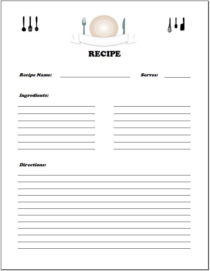 Printable Full Page Recipe Card, PDF File, Each Card Prints on 8 1/2 X ...