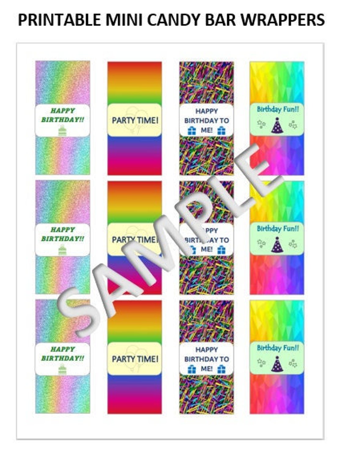 Printable Birthday Mini Candy Wrappers Instant Download - Etsy