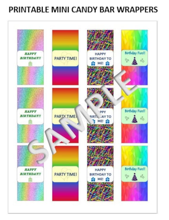 Printable Birthday Mini Candy Wrappers Instant Download - Etsy
