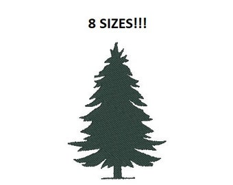 Pine Tree Machine Embroidery Design - 8 Sizes - Pine Tree Silhouette Design - Instant Download