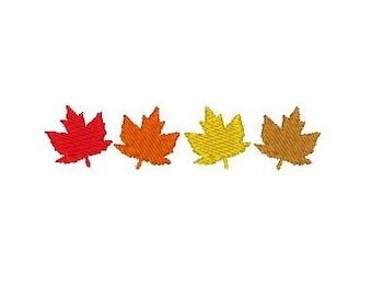 Mini Maple Leaves Machine Embroidery Design: Autumn Colors (Instant Download)