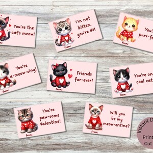 Printable Kitten Valentine's Day Cards - Cute Cat Valentines - School ...