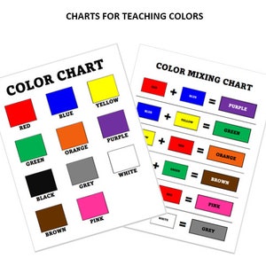 Printable Color Charts - Home School Chart for Teaching Colors - Color Mixing Chart - PDF Files