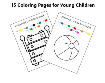 Colorea por números: 15 páginas para colorear para preescolar (archivos PDF)