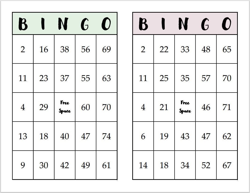 Bingo Cards Printable PDF