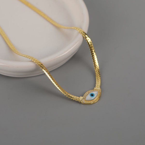 925 Sterling Silver Evil Eye Necklace | Sterling Silver Eye Jewelry Gift | Blue Evil Eye Necklace | Silver Evil Eye Jewelry | Gift for her