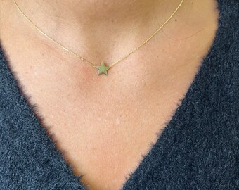 Dainty Gold Star Necklace | Sterling Silver Gold Star Necklace | Gift for her