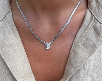 Silver CZ Necklace | Tiny Diamond | Simple CZ Necklace | Cubic Zirconia Necklace | April Birthstone | Dainty Solitaire Necklace