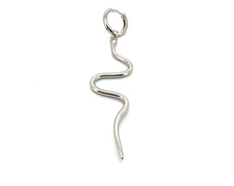 Silver Snake Hoop Earrings | Snake Earrings | Snake Charm Hoops | Small Huggie Hoops | Snake Drop Hoop Earrings