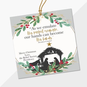 His Hands, ministering tags for relief society, gift tag or activity handout instant download &quot;HIS HANDS&quot; Christmas ministering NON editable