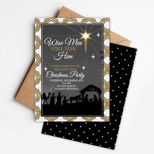 Wise Men still Seek Him, Nativity Ward or Relief Society invitation, Modern Christ Centered Christmas theme invitation for Christmas 5x7 in