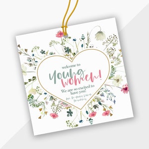 DESCARGA INSTANTÁNEA Etiquetas imprimibles de bienvenida a las mujeres jóvenes LDS, etiquetas imprimibles de bienvenida, descarga instantánea al comprar una bonita etiqueta de tarjeta con flores silvestres