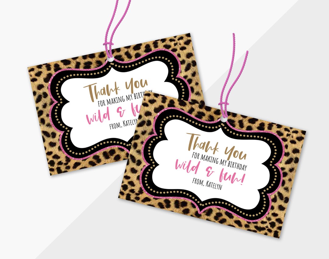 Cheetah Print Thank You Tags for Any Occasion, Editable Wording Easy ...