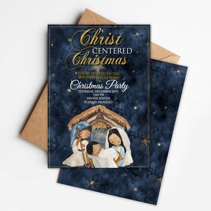 Nativity Play or nativity ward party invitation, easy to edit, Modern Christ Centered Christmas theme invitation for Christmas Activity 5x7