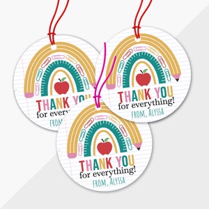 Teacher Circle Tag, notebook school cute editable thank you tag, customized wording and name easy editable, circle 2 inch thank you tag