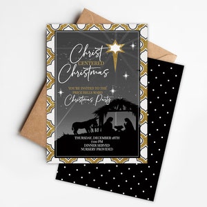 Nativity Ward or Relief Society invitation, SO easy to edit, 5x7 inch Christ Centered Christmas theme invitation for Christmas Activity 5x7